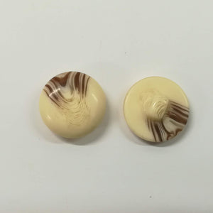 Buttons Plastic Round Shank Aran Style 15mm Cream / Brown