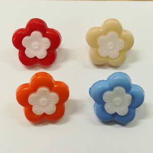 Buttons Plastic 2 tone Flowers 15mm