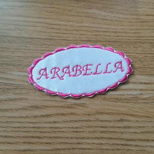 Motif Patch Personalised Name Oval Scallop
