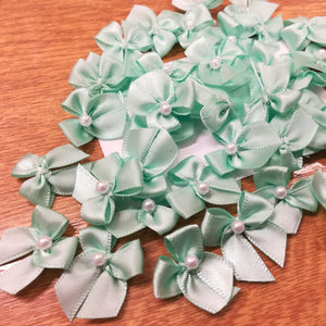 Trimmings Ribbon Satin Bows with Pearl Trim