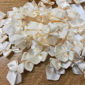 Trimmings Ribbon Satin Bows with Pearl Trim