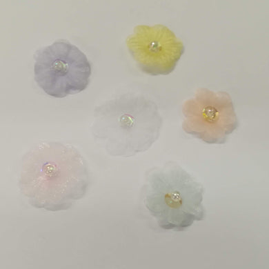 Trimmings Sheer Flowers with Iridescent Beads / Sequin 23mm (2.3cm)