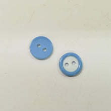 Buttons Plastic Round 2 hole Baby 10mm (1cm) white / Blue border