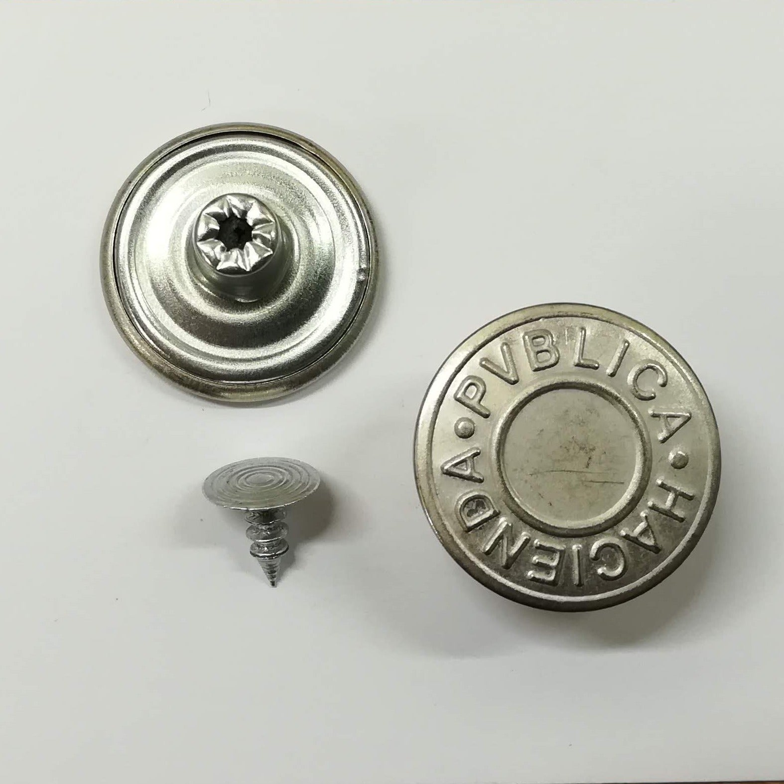 SILVER JEAN BUTTONS FLAT METAL 14mm - Nasias Buttons