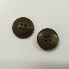 Buttons Plastic Round 4 hole 15mm (1.5cm) Dark khaki/brown