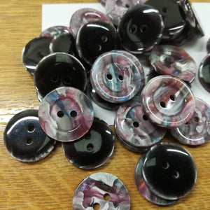 Buttons Plastic Round 2 hole 17mm (1.7cm) Marbled bluey/grey/purple