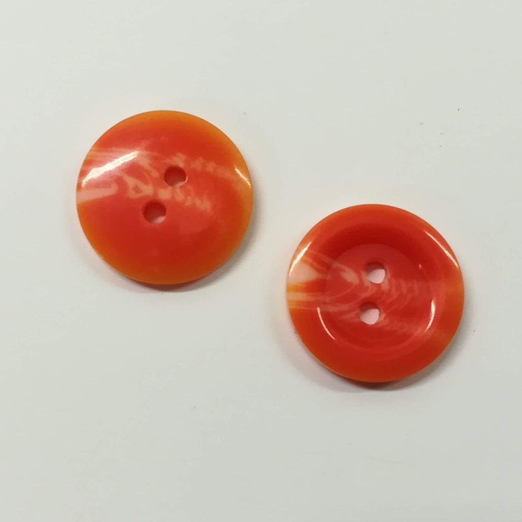 Buttons Plastic Round 2 hole 18mm (1.8cm) Orange marl