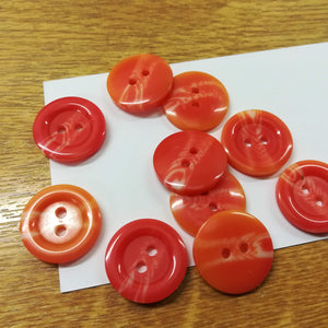 Buttons Plastic Round 2 hole 18mm (1.8cm) Orange marl