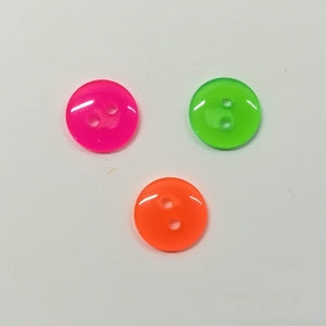 Buttons Plastic Round 2 hole 11mm (1.1cm) Neon shades