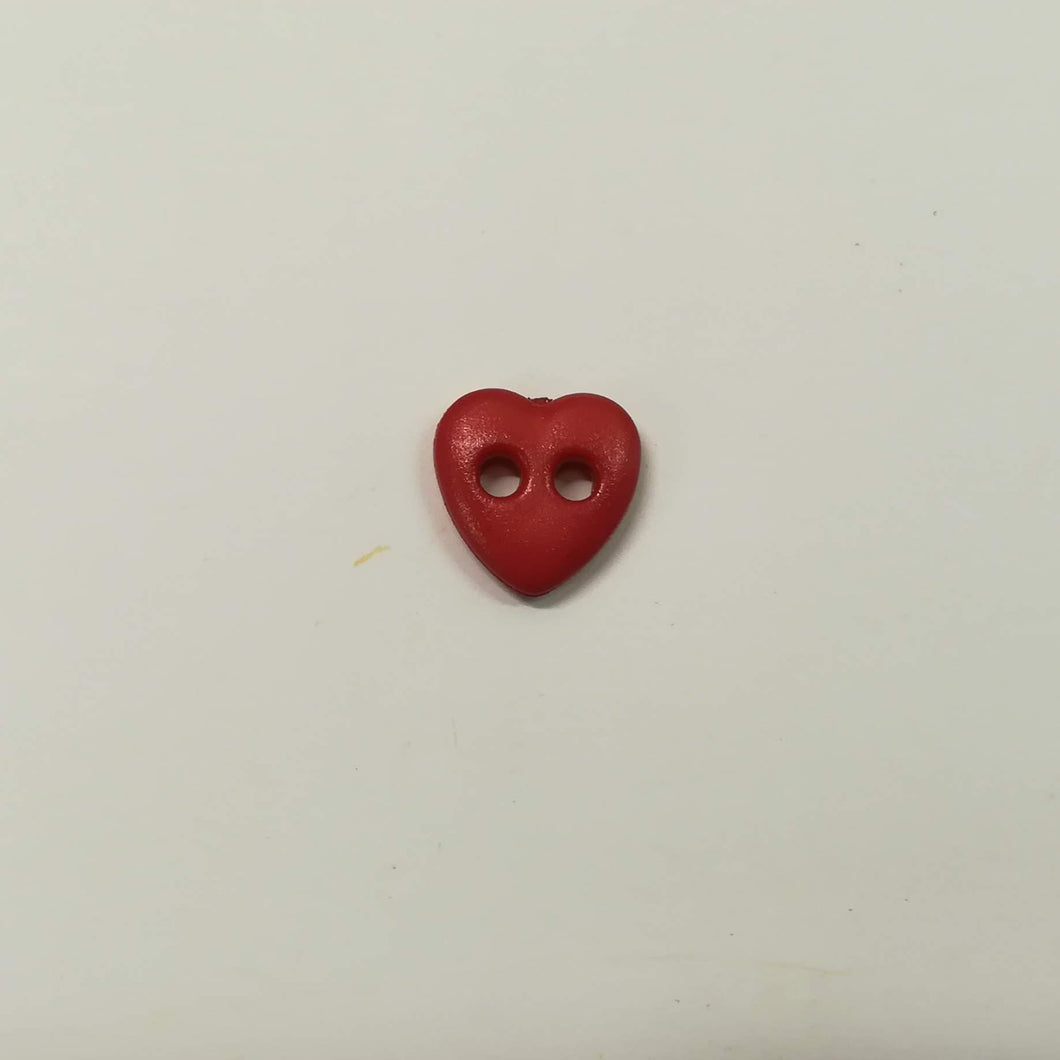 Buttons Plastic Round 2 hole Heart 10mm (1.0cm) Red