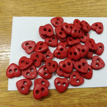 Buttons Plastic Round 2 hole Heart 10mm (1.0cm) Red