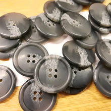 Buttons Plastic Round 4 hole 25mm (2.5cm) Tailoring Suiting Menswear Dark grey