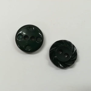 Buttons Plastic Round 2 hole 15mm (1.5cm) Bottle green