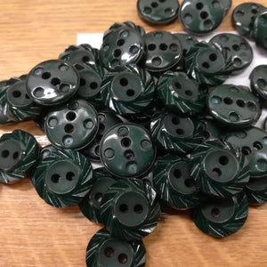 Buttons Plastic Round 2 hole 15mm (1.5cm) Bottle green