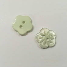 Buttons Plastic Round 2 hole Cute Flower 15mm (1.5cm) Mint