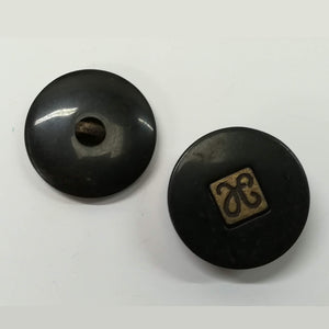 Buttons Plastic Round Shank Coat Metal Trim Black 25mm (2.5cm)