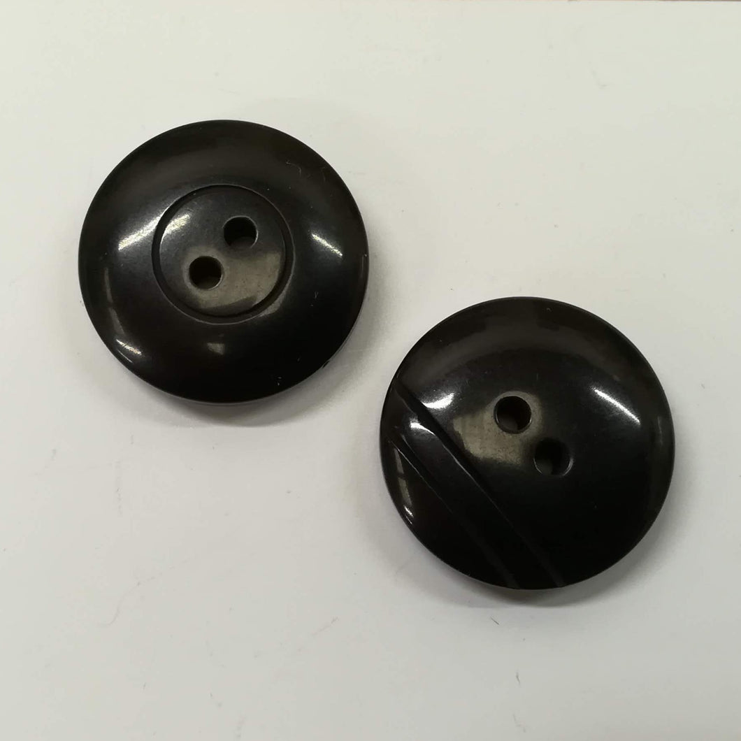Buttons Plastic Round 2 Hole 20mm (2cm) Black 2 side stripe
