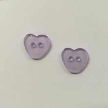 Buttons Plastic Round 2 hole Heart 12mm (1.2cm) Opaque Lilac Glitter