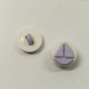 Buttons Plastic Round Shank 12mm (1.2cm) Sail Boat White/Lilac
