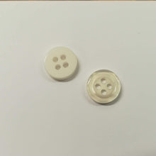 Buttons Plastic Round 4 hole MOP Rim Blouse style 11mm (1.1cm) white