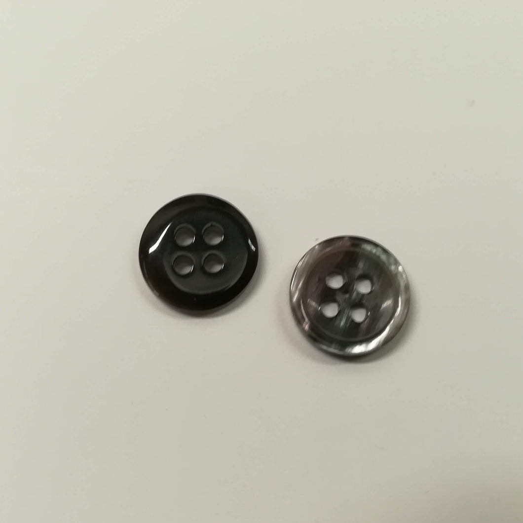 Buttons Plastic Round 4 hole MOP blouse style 11mm (1.1cm) Dark grey