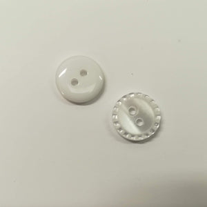 Buttons Plastic Round 2 hole Bead Rim 11mm (1.1cm) White