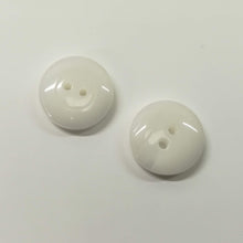 Buttons Plastic Round 2 hole 15mm (1.5cm) Curved Disc White