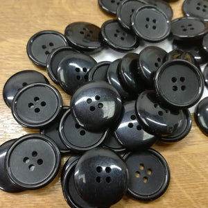 Buttons Plastic Round 4 hole Basic Black