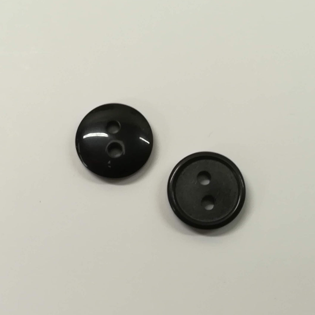 Buttons Plastic Round 2 hole 12mm Black Matt