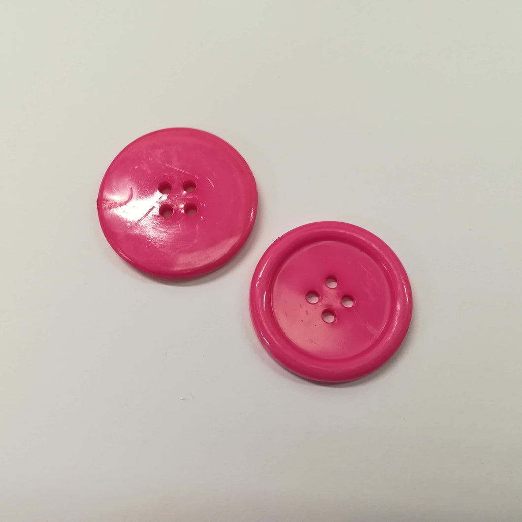 Buttons Plastic Round 4 Hole Coat Jacket 30mm (3cm) Cerise pink