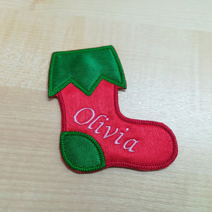 Motif Patch Personalised Name Christmas Elf Stocking
