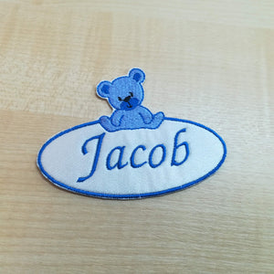 Motif Patch Personalised Name Teddy Bear Oval