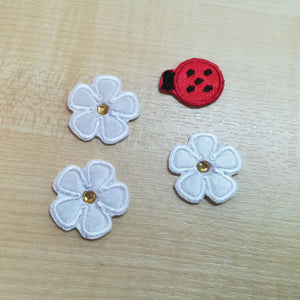 Motif Patch Cute Ladybug Ladybird & Flower Set