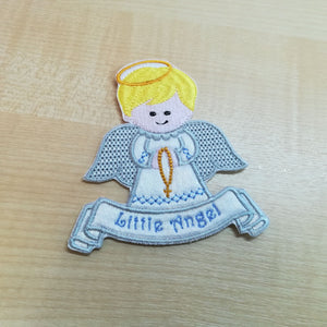 Motif Patch Personalised Name Angel Wings Halo Rosary Boy / Girl
