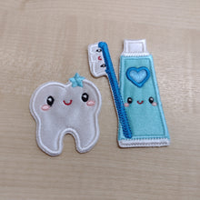Motif Patch Kawaii Cute Tooth, Toothpaste & Brush Set