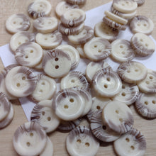 Buttons Plastic Round 2 hole Aran Style 15mm Cream / Brown