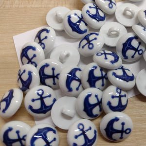 Buttons 15mm Round Shank Picture Design Anchor