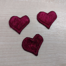 Motif Patch Trio Plush Velvet Fabric Mini Hearts