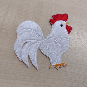 Motif Patch Plush Velvet Rooster Chicken