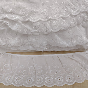 Lace Frilled Embroidered Broderie Anglaise 90mm Wide (9cm) OFF White
