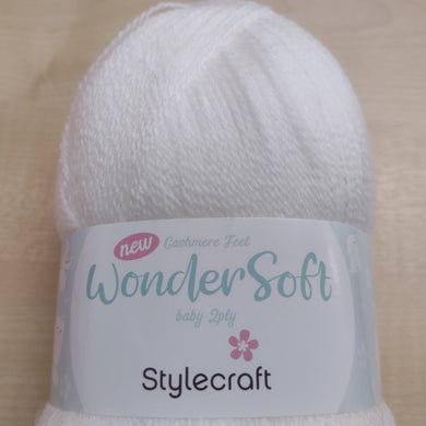 Stylecraft Wondersoft 2 Ply 1 x 100g balls WHITE