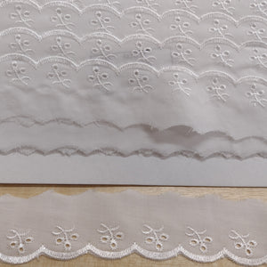Lace Frilled Embroidered Broderie Anglaise 4cm wide (1.5") Off White