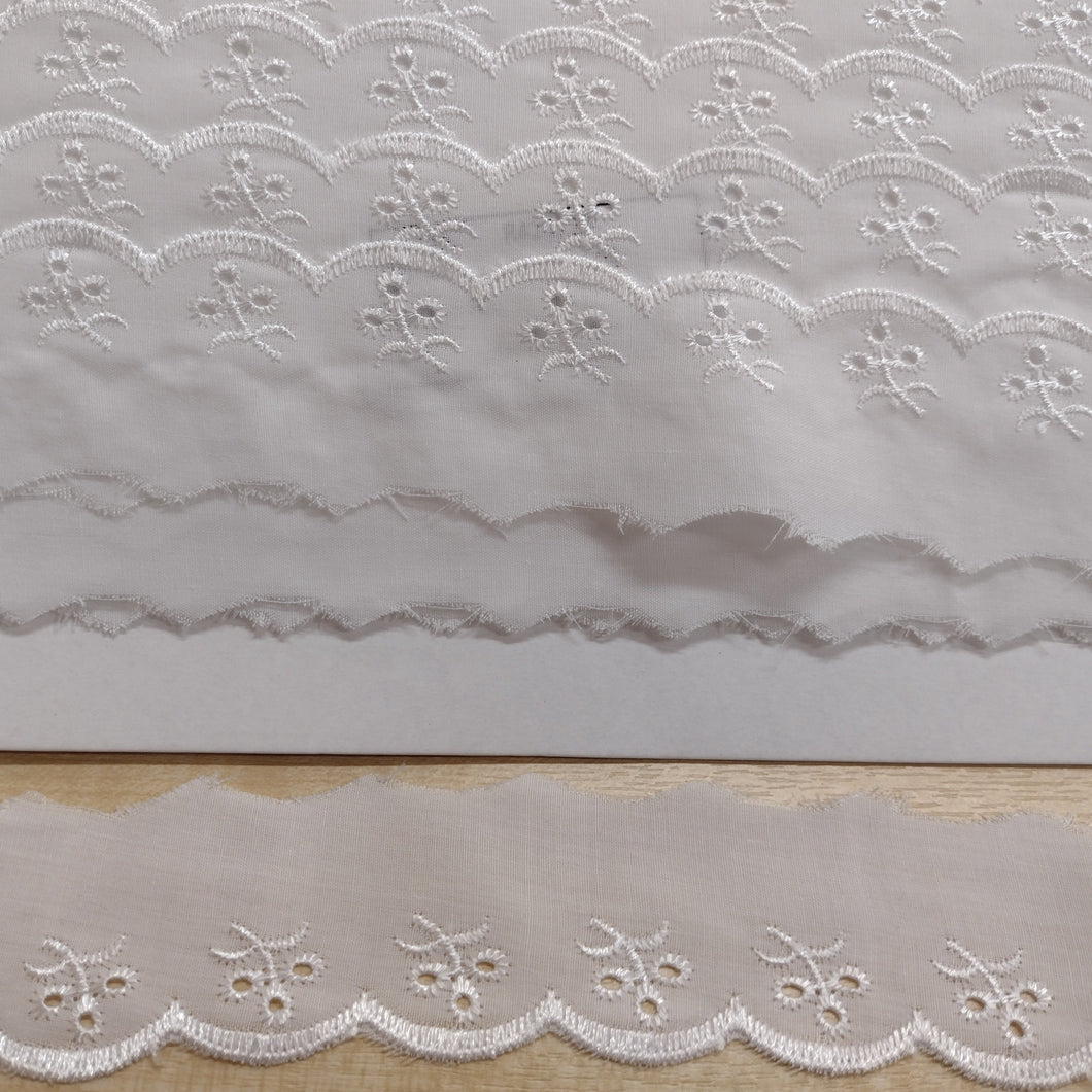 Lace Frilled Embroidered Broderie Anglaise 4cm wide (1.5
