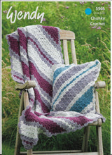 Crochet Pattern Leaflet Wendy 5965 Chunky Corner to Corner Throw & Cushion