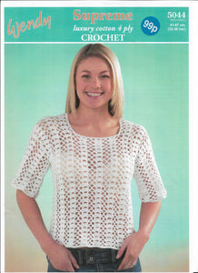 Crochet Pattern Leaflet Wendy 5044 4ply Ladies Lacy Top