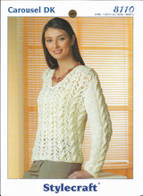 Knitting Pattern Leaflet Stylecraft 8110 Ladies DK Lacy Cable Sweater