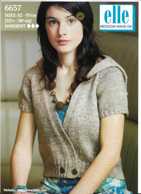 Knitting Pattern Leaflet 6657 Ladies DK Raglan Short Sleeve Wrap Over Top