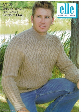 Knitting Pattern Leaflet 6738 Mens Cable Sweater