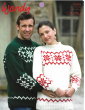 Knitting Pattern Leaflet Wendy 5598 Unisex Snowflake Christmas Sweater