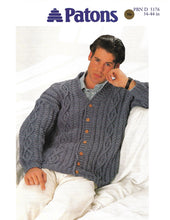 Knitting Pattern Leaflet Patons 5176 Mens DK Cable Cardigan